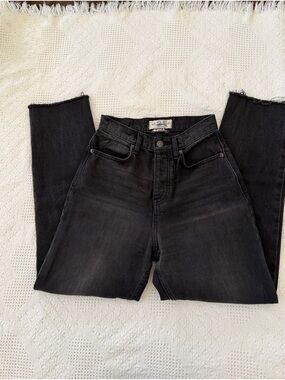 Free People Black Straight-Leg High-Rise Jeans
